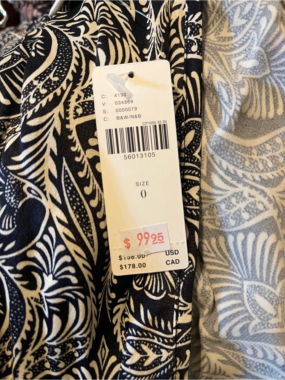 Anthropologie Black & White Paisley-Print V-Neck Tie-Waist Jumpsuit - Picture 11 of 11